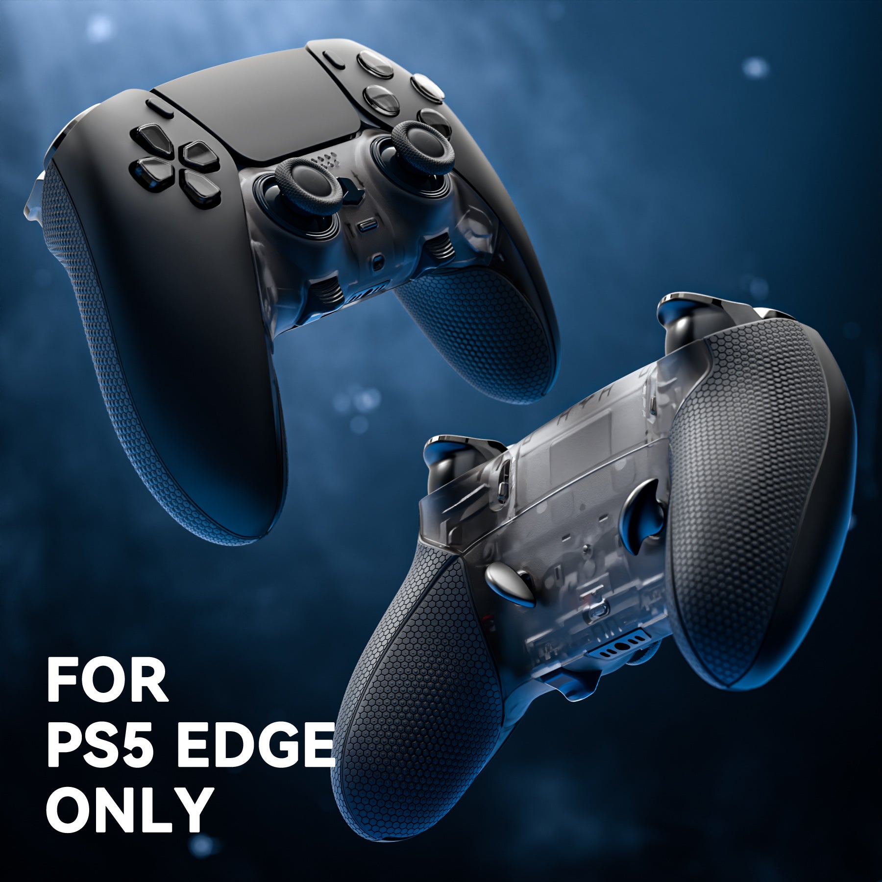 eXtremeRate Beyond-ARC Bottom Shell Kit with Rubberised Grip for PS5 Edge Controller - Clear & Black eXtremeRate