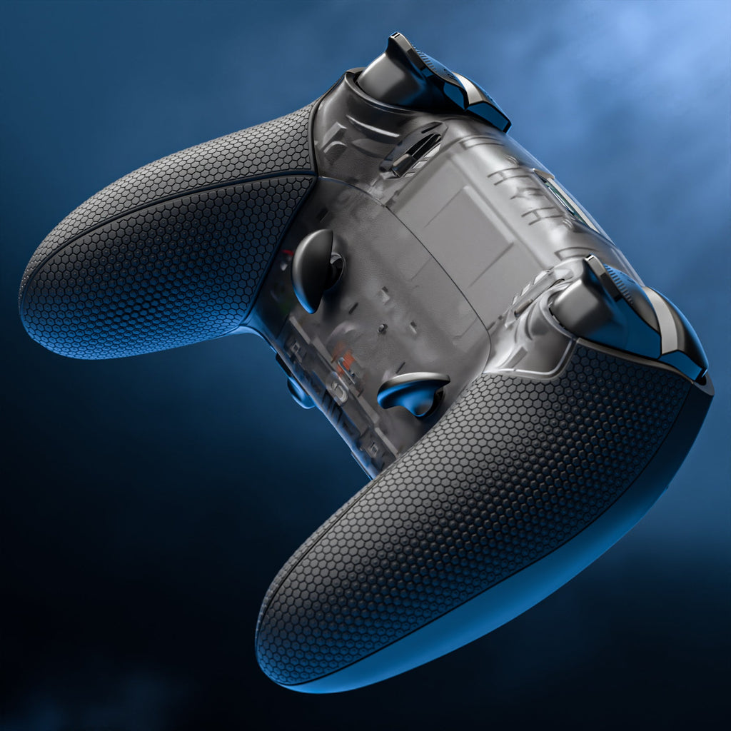 eXtremeRate Beyond-ARC Bottom Shell Kit with Rubberised Grip for PS5 Edge Controller - Clear & Black eXtremeRate