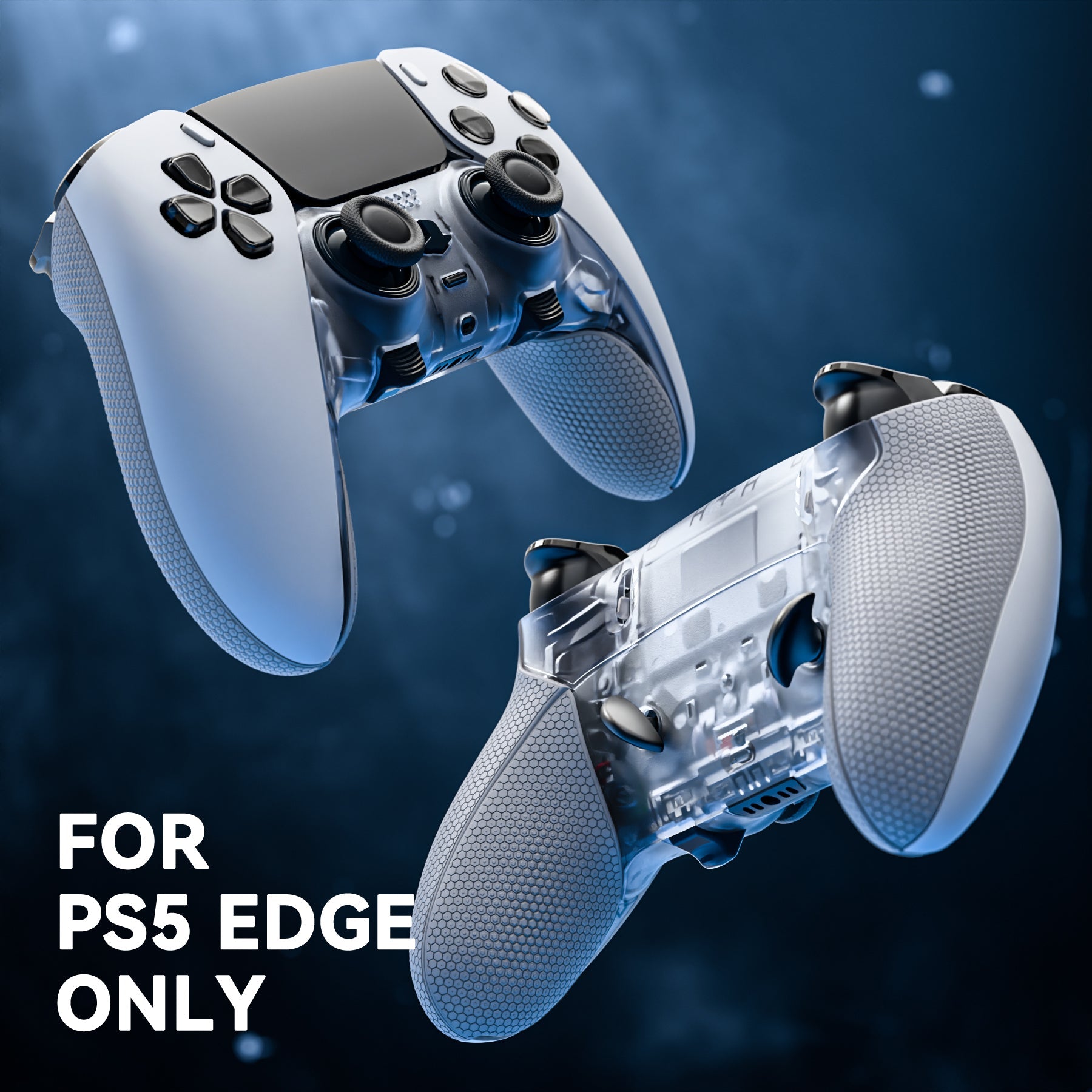 eXtremeRate Beyond-ARC Bottom Shell Kit with Rubberised Grip for PS5 Edge Controller - Clear & Gray eXtremeRate