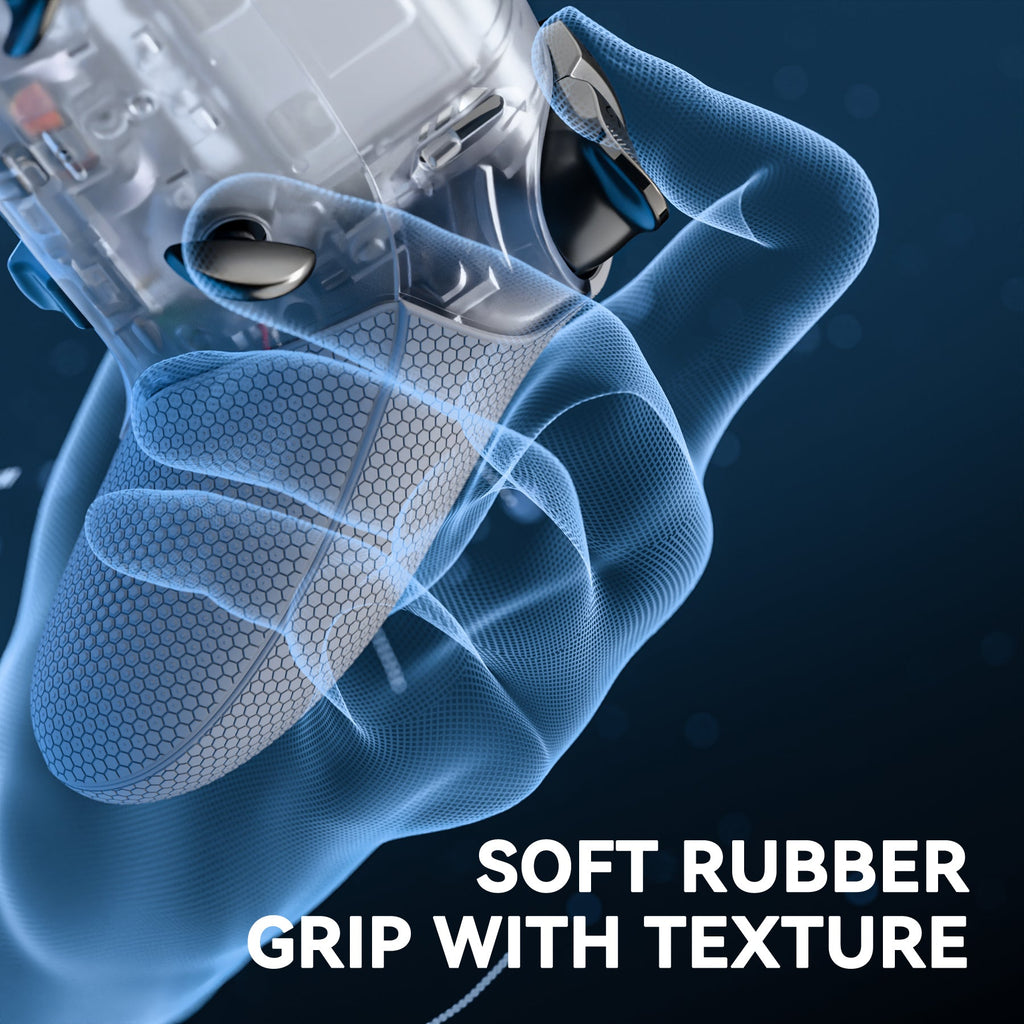 eXtremeRate Beyond-ARC Bottom Shell Kit with Rubberised Grip for PS5 Edge Controller - Clear & Gray eXtremeRate