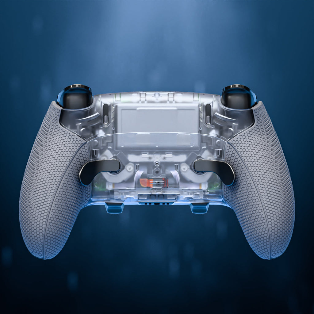 eXtremeRate Beyond-ARC Bottom Shell Kit with Rubberised Grip for PS5 Edge Controller - Clear & Gray eXtremeRate