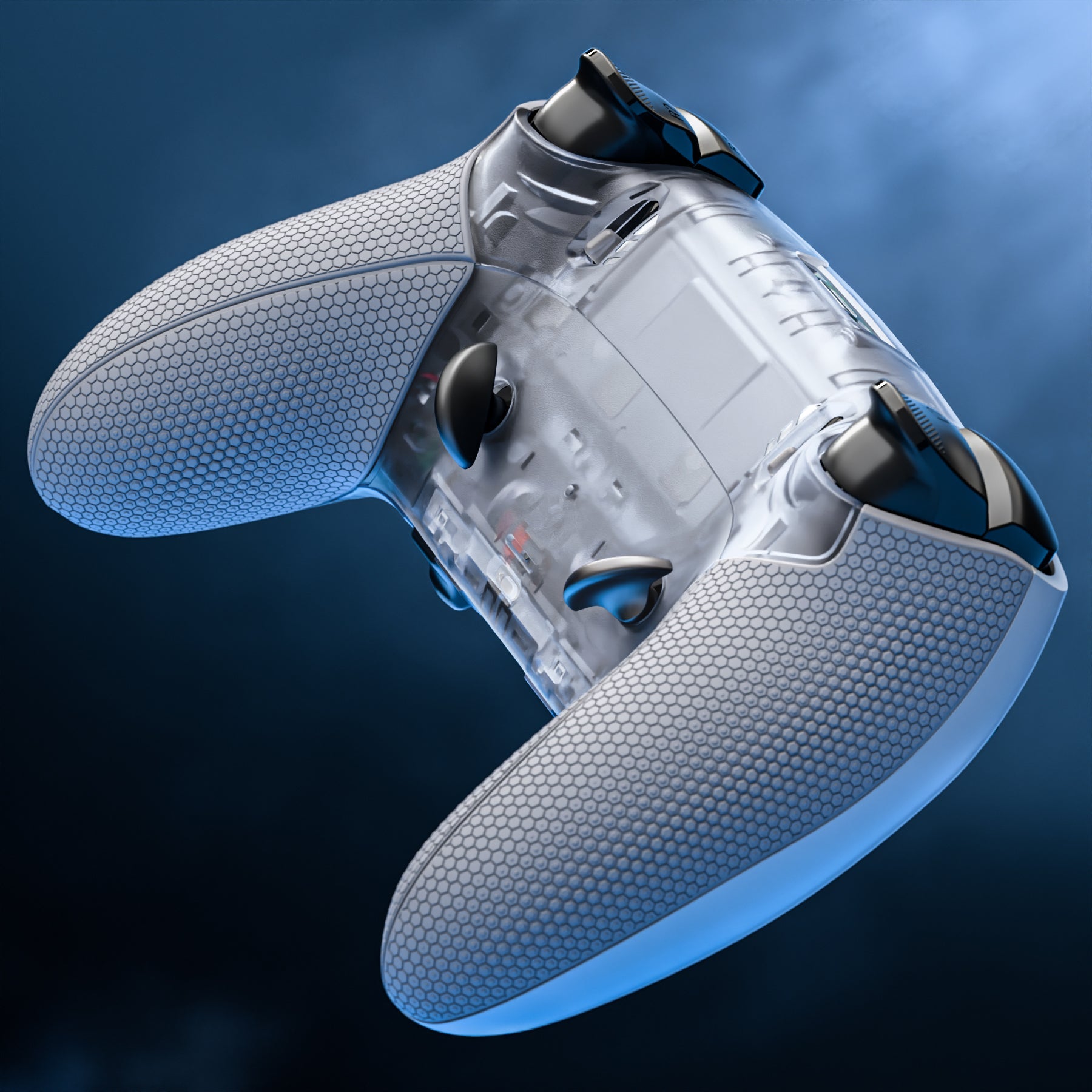 eXtremeRate Beyond-ARC Bottom Shell Kit with Rubberised Grip for PS5 Edge Controller - Clear & Gray eXtremeRate
