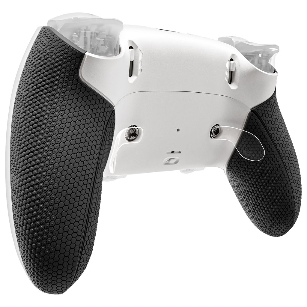 eXtremeRate Beyond-ARC Bottom Shell Kit with Rubberised Grip for PS5 Edge Controller - White Black eXtremeRate