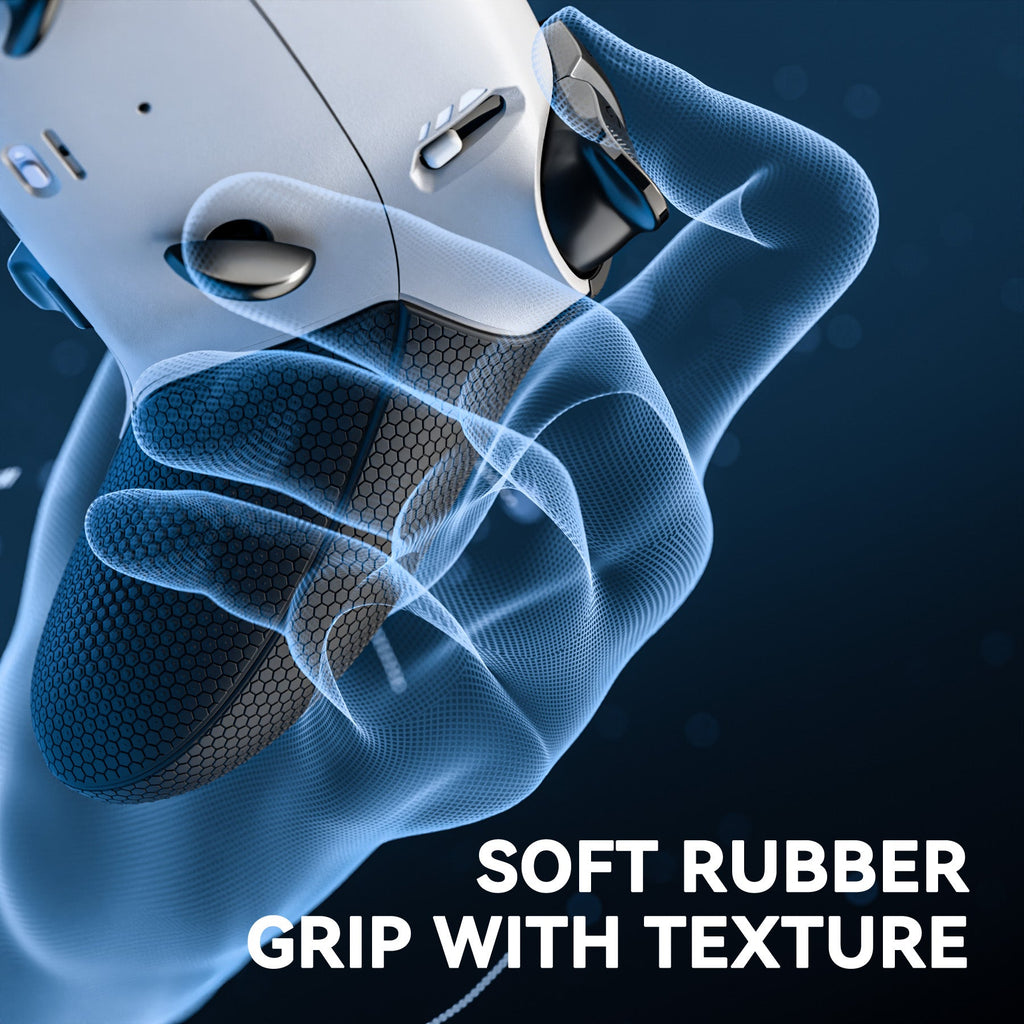 eXtremeRate Beyond-ARC Bottom Shell Kit with Rubberised Grip for PS5 Edge Controller - White Black eXtremeRate