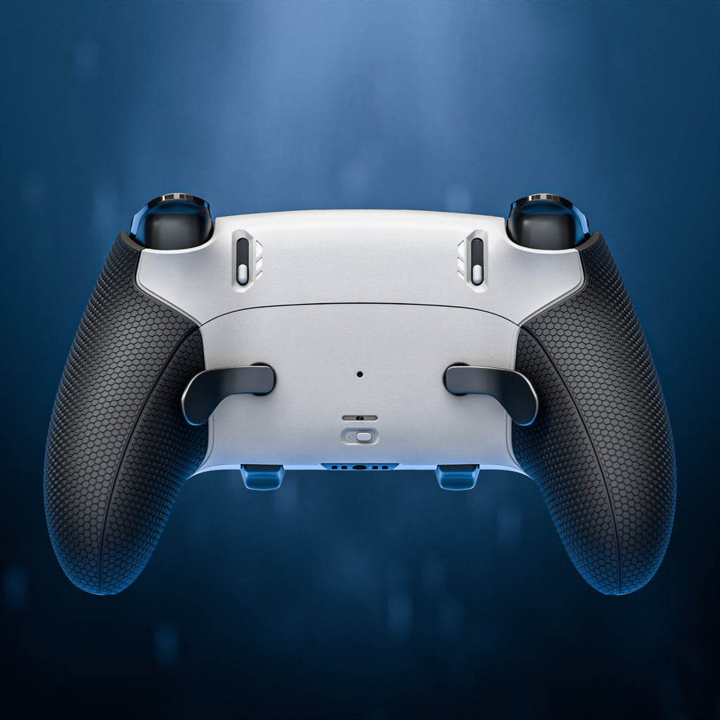 eXtremeRate Beyond-ARC Bottom Shell Kit with Rubberised Grip for PS5 Edge Controller - White Black eXtremeRate