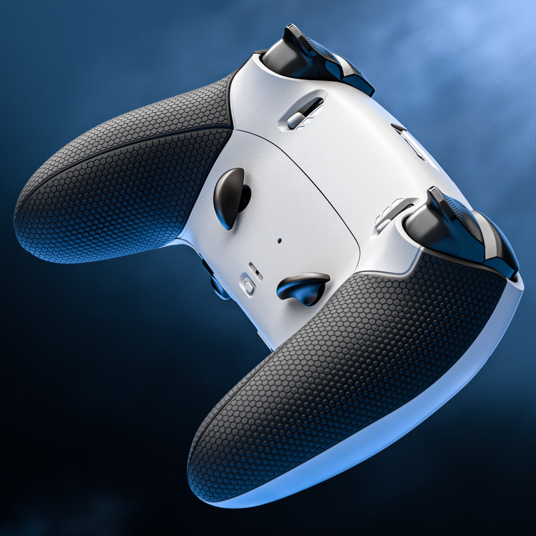 eXtremeRate Beyond-ARC Bottom Shell Kit with Rubberised Grip for PS5 Edge Controller - White Black eXtremeRate