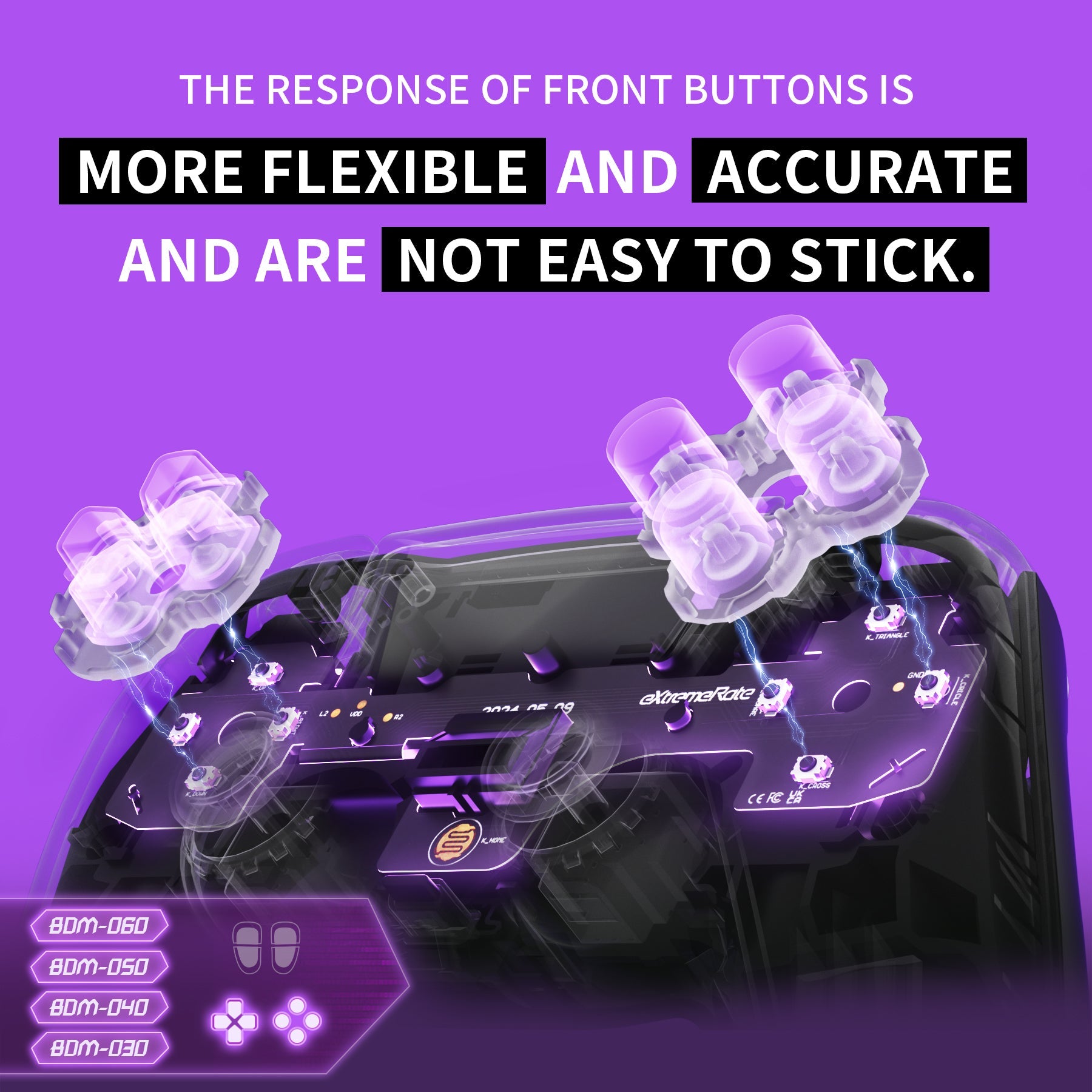 eXtremeRate Custom Tactile Dpad & Action Buttons Face Clicky Kit V3 for PS5 Controller BDM-030/040/050/060 eXtremeRate