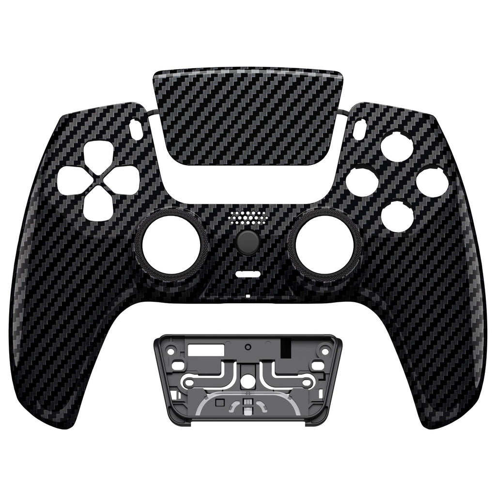 eXtremeRate LUNA Redesigned Replacement Front Shell with Touchpad Compatible with PS5 Controller BDM-010/020/030/040/050 - Graphite Carbon Fiber eXtremeRate