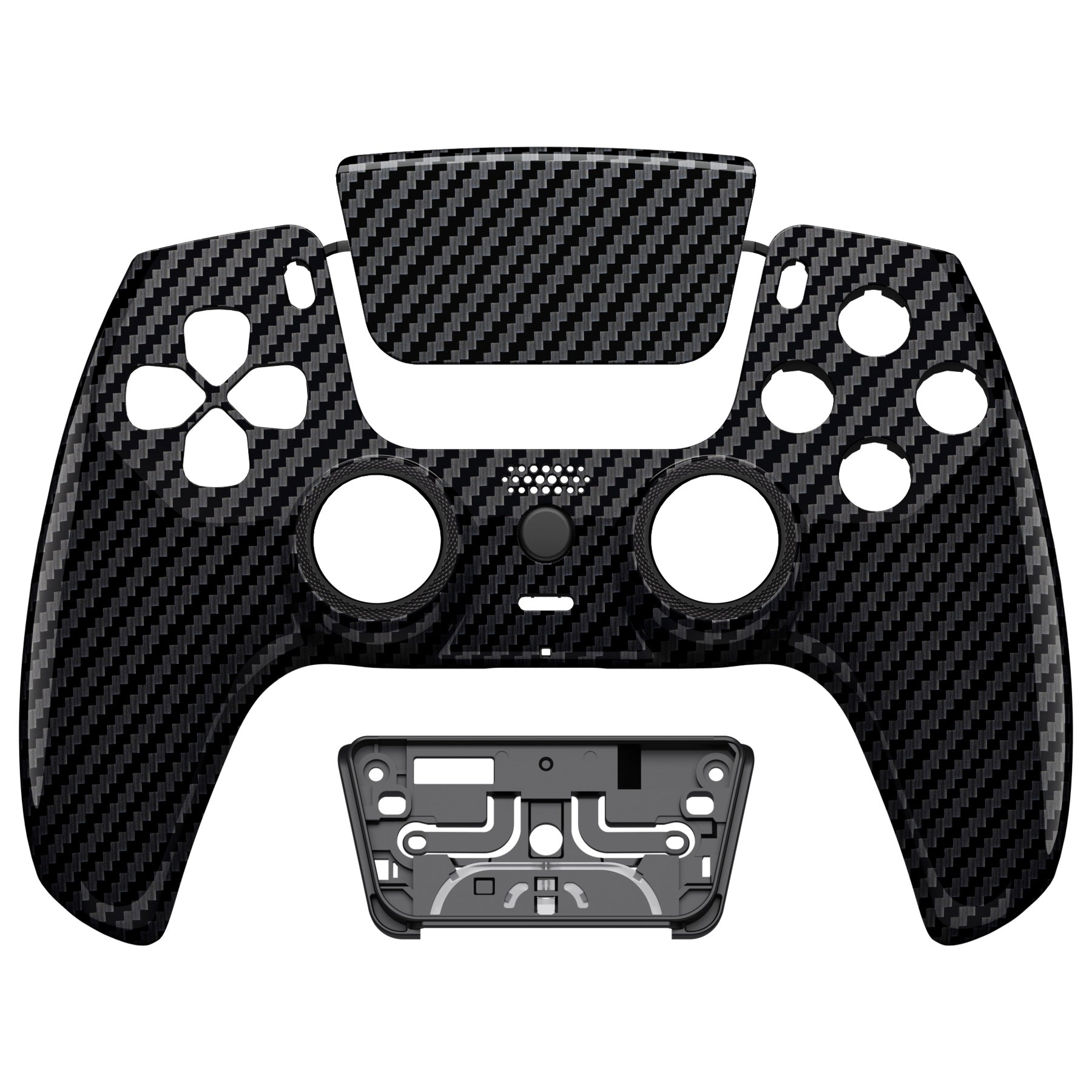 eXtremeRate LUNA Redesigned Replacement Front Shell with Touchpad Compatible with PS5 Controller BDM-010/020/030/040/050 - Graphite Carbon Fiber eXtremeRate