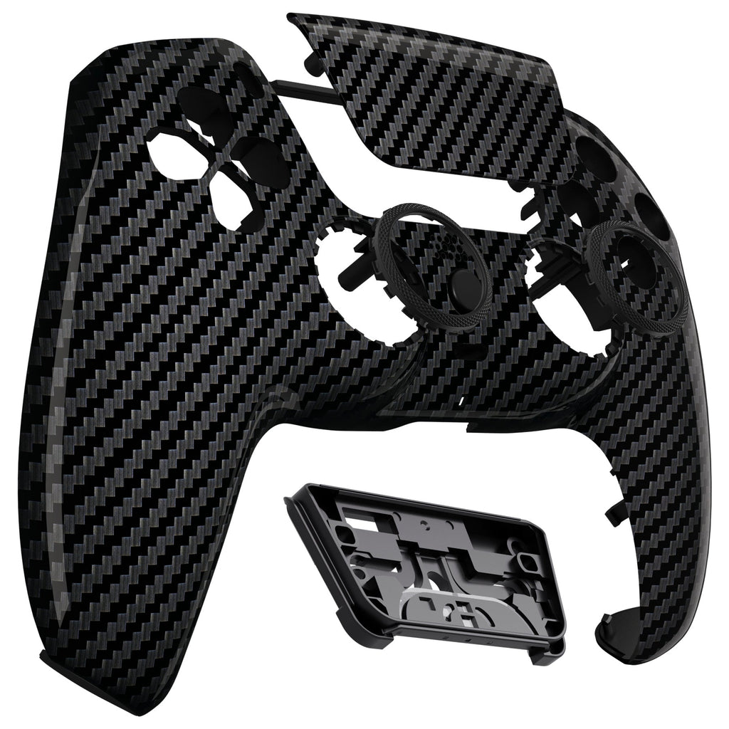 eXtremeRate LUNA Redesigned Replacement Front Shell with Touchpad Compatible with PS5 Controller BDM-010/020/030/040/050 - Graphite Carbon Fiber eXtremeRate