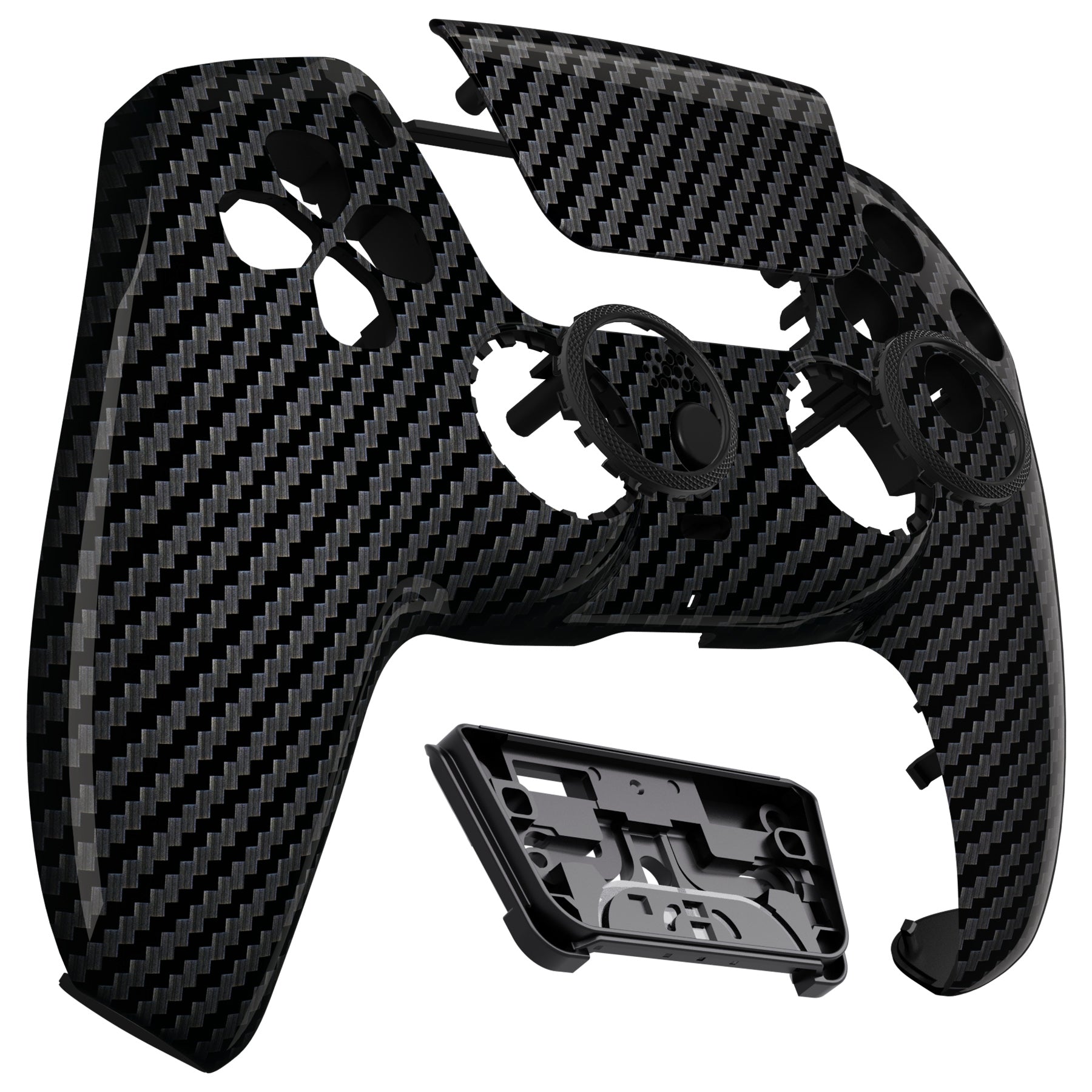 eXtremeRate LUNA Redesigned Replacement Front Shell with Touchpad Compatible with PS5 Controller BDM-010/020/030/040/050 - Graphite Carbon Fiber eXtremeRate