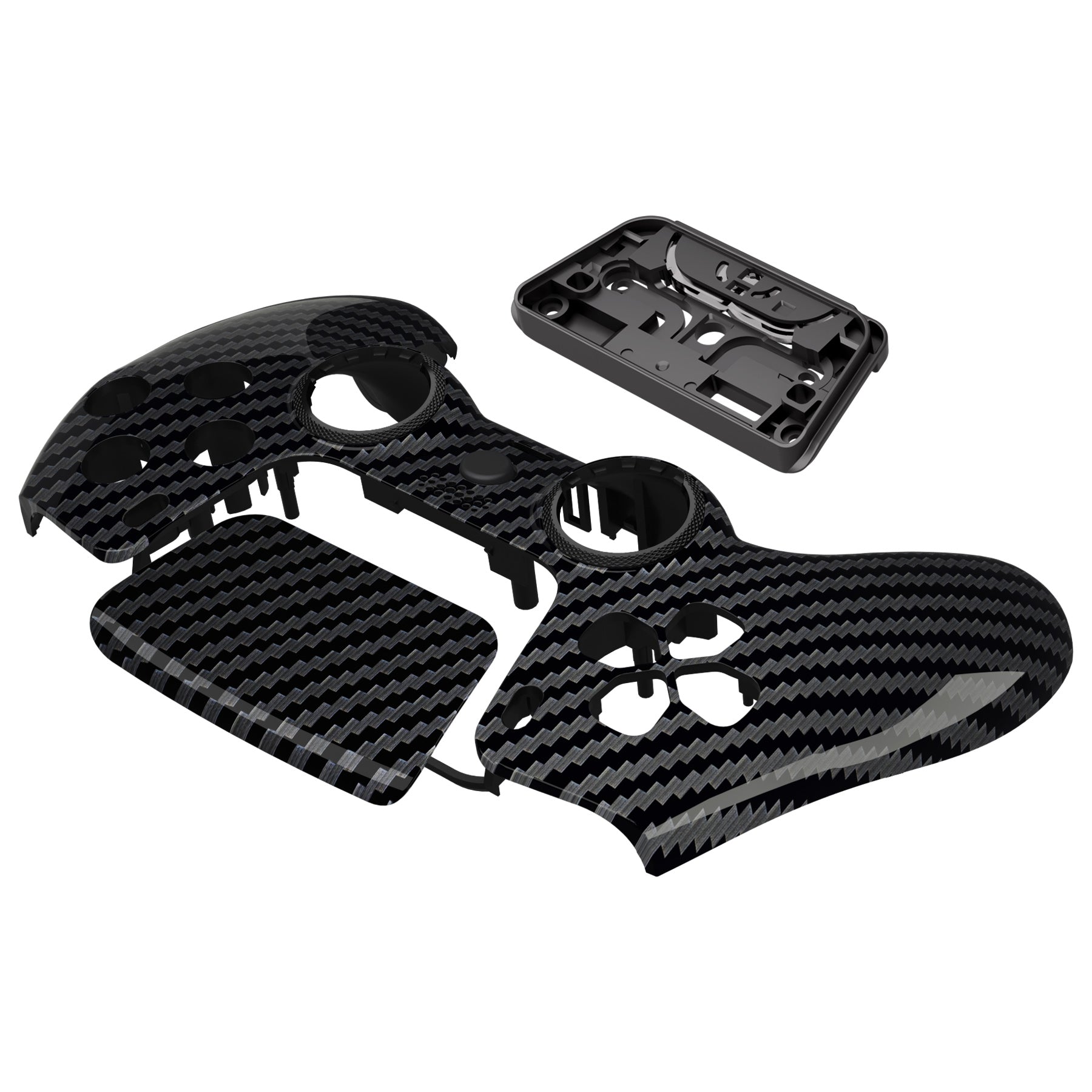 eXtremeRate LUNA Redesigned Replacement Front Shell with Touchpad Compatible with PS5 Controller BDM-010/020/030/040/050 - Graphite Carbon Fiber eXtremeRate