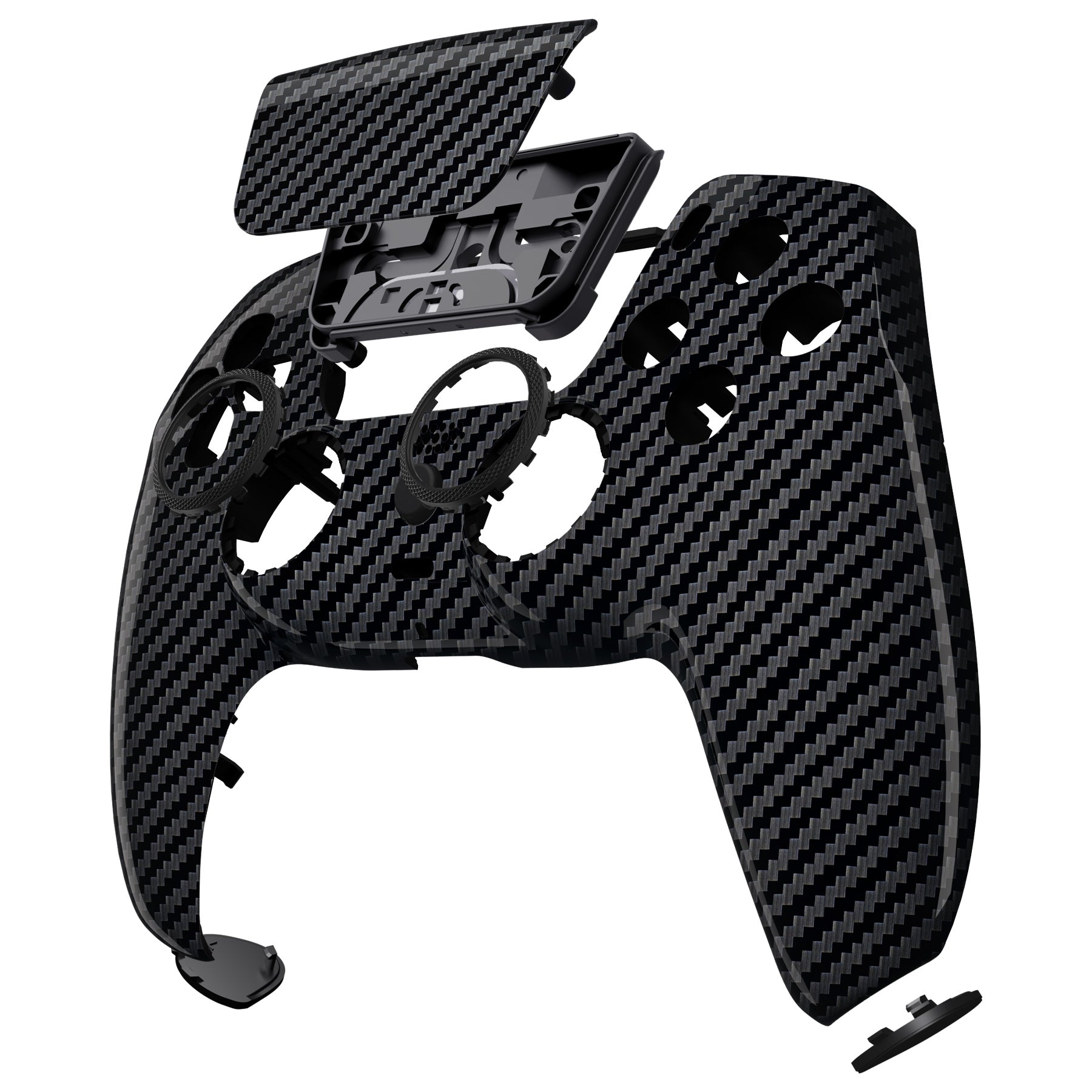 eXtremeRate LUNA Redesigned Replacement Front Shell with Touchpad Compatible with PS5 Controller BDM-010/020/030/040/050 - Graphite Carbon Fiber eXtremeRate