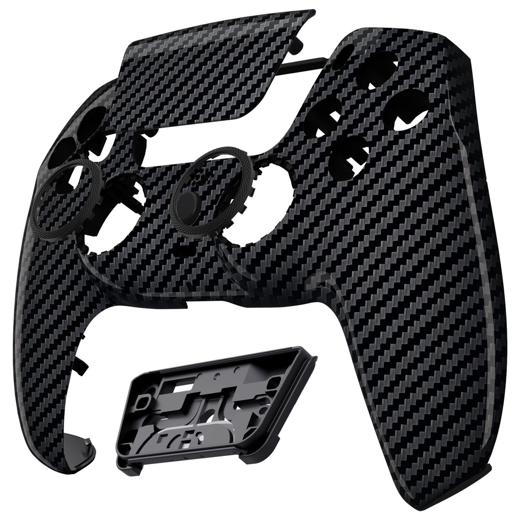 eXtremeRate LUNA Redesigned Replacement Front Shell with Touchpad Compatible with PS5 Controller BDM-010/020/030/040/050 - Graphite Carbon Fiber eXtremeRate