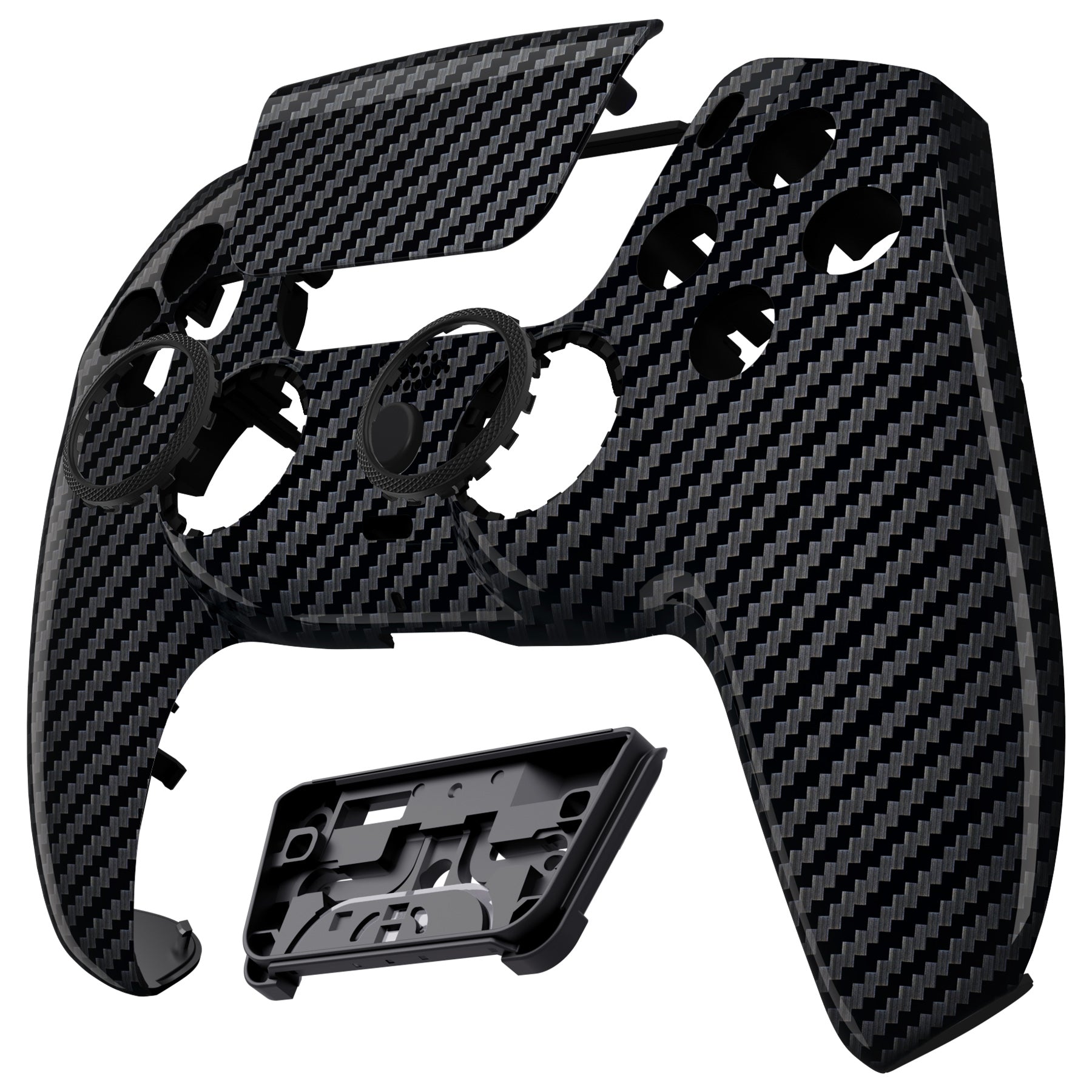 eXtremeRate LUNA Redesigned Replacement Front Shell with Touchpad Compatible with PS5 Controller BDM-010/020/030/040/050 - Graphite Carbon Fiber eXtremeRate