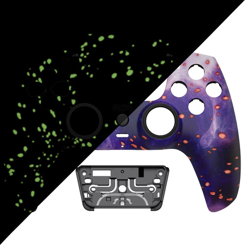 eXtremeRate LUNA Redesigned Replacement Front Shell with Touchpad Compatible with PS5 Controller BDM-010/020/030/040/050 - Glow in Dark - Cosmic Camo eXtremeRate