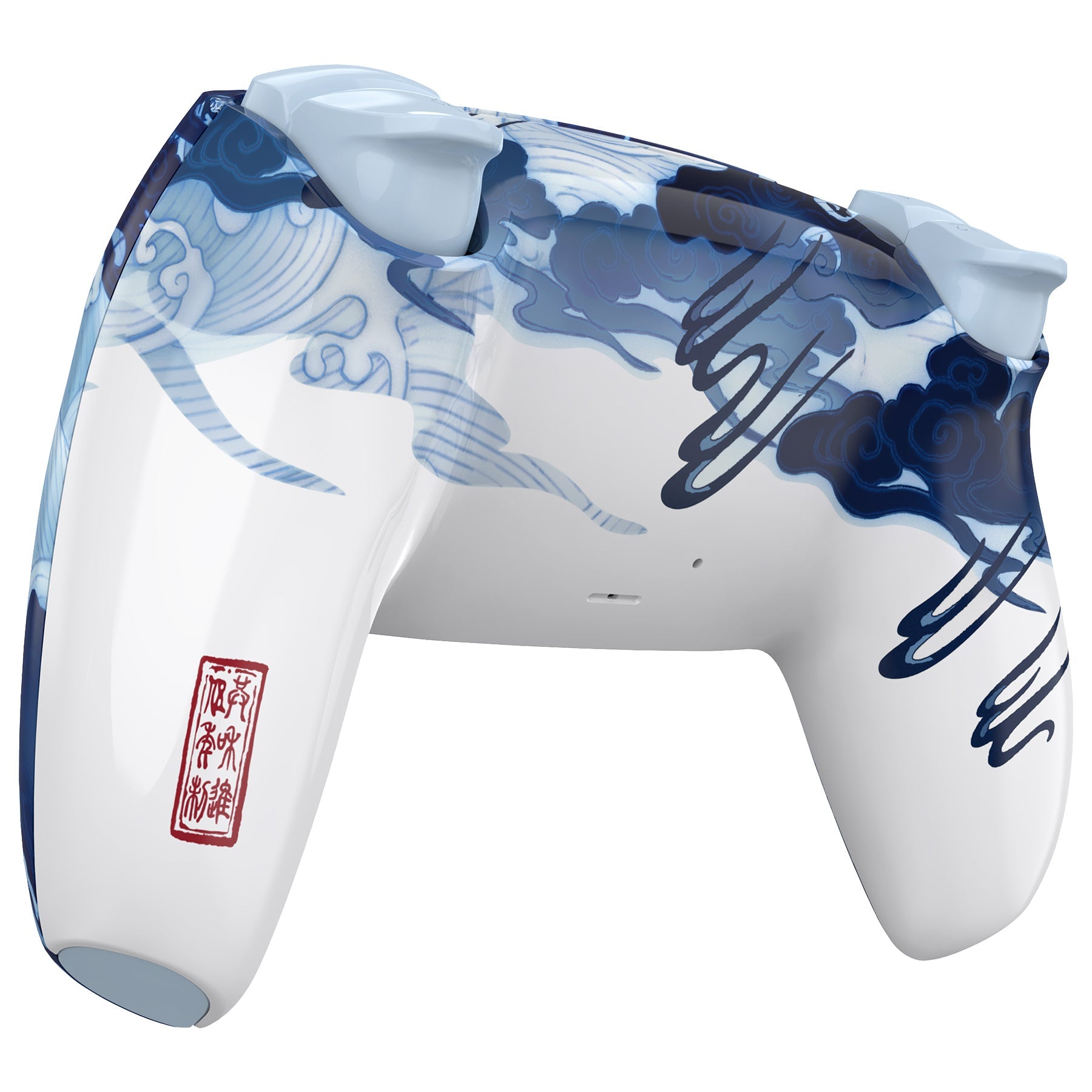 eXtremeRate LUNA Redesigned Replacement Full Set Shells with Buttons Compatible with PS5 Controller BDM-030/040/050 - Porcelain Dragon eXtremeRate