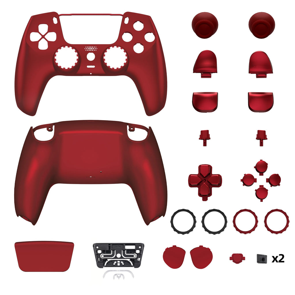 eXtremeRate LUNA Redesigned Replacement Full Set Shells with Buttons Compatible with PS5 Controller BDM-030/040/050 - Scarlet Red eXtremeRate