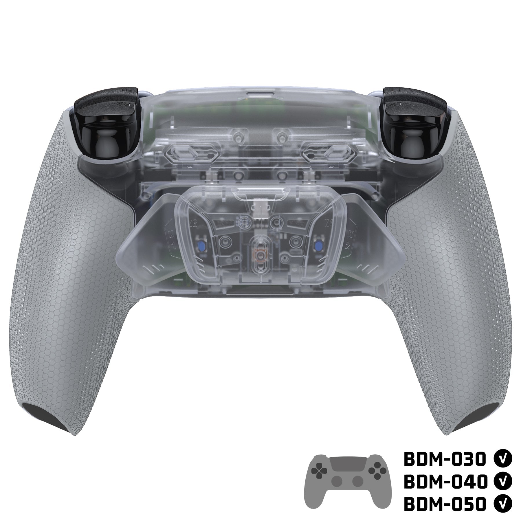 eXtremeRate RISE4 Plus MAX Back Paddles Kit with Clicky Trigger Stops & Rubberized Grip for PS5 Controller BDM-030/040/050 - Clear & Gray eXtremeRate