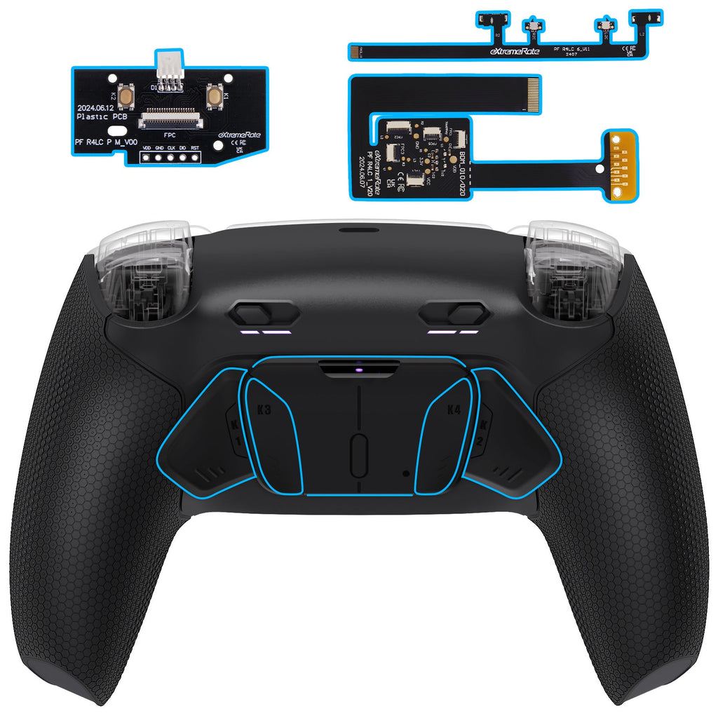 eXtremeRate RISE4 Plus MAX Back Paddles Kit with Clicky Trigger Stops & Rubberized Grip for PS5 Controller BDM-010/020 - Black eXtremeRate