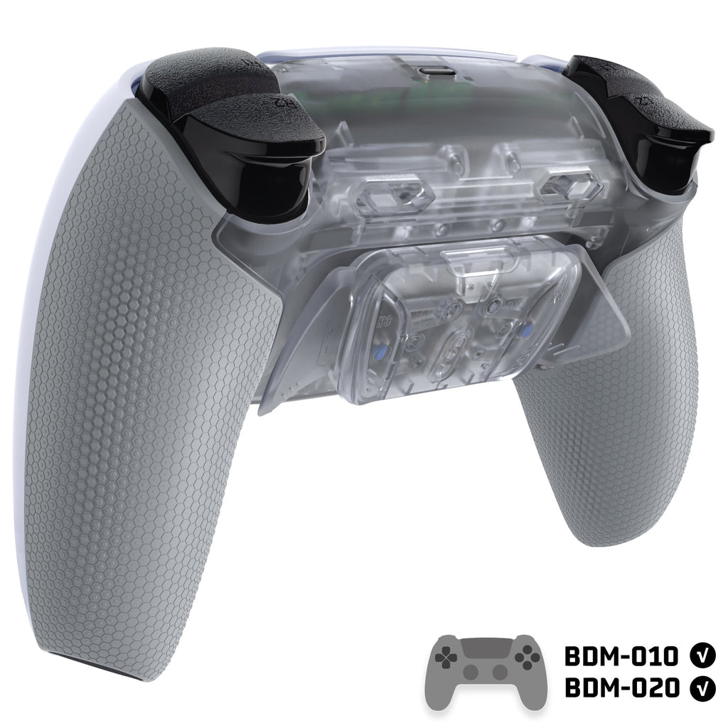 eXtremeRate RISE4 Plus MAX Back Paddles Kit with Clicky Trigger Stops & Rubberized Grip for PS5 Controller BDM-010/020 - Clear & Gray eXtremeRate