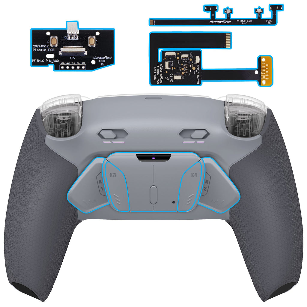 eXtremeRate RISE4 Plus MAX Back Paddles Kit with Clicky Trigger Stops & Rubberized Grip for PS5 Controller BDM-010/020 - New Hope Gray & Classic Gray eXtremeRate