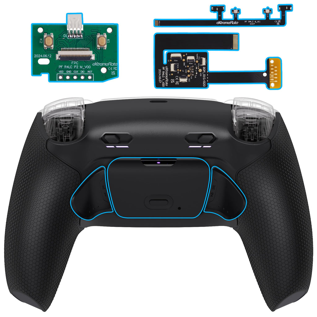 eXtremeRate RISE Plus MAX Back Paddles Kit with Clicky Trigger Stops & Rubberized Grip for PS5 Controller BDM-010/020 - Black eXtremeRate