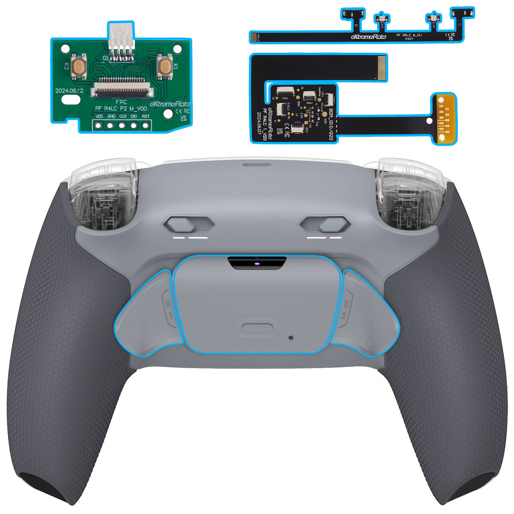 eXtremeRate RISE Plus MAX Back Paddles Kit with Clicky Trigger Stops & Rubberized Grip for PS5 Controller BDM-010/020 - New Hope Gray & Classic Gray eXtremeRate