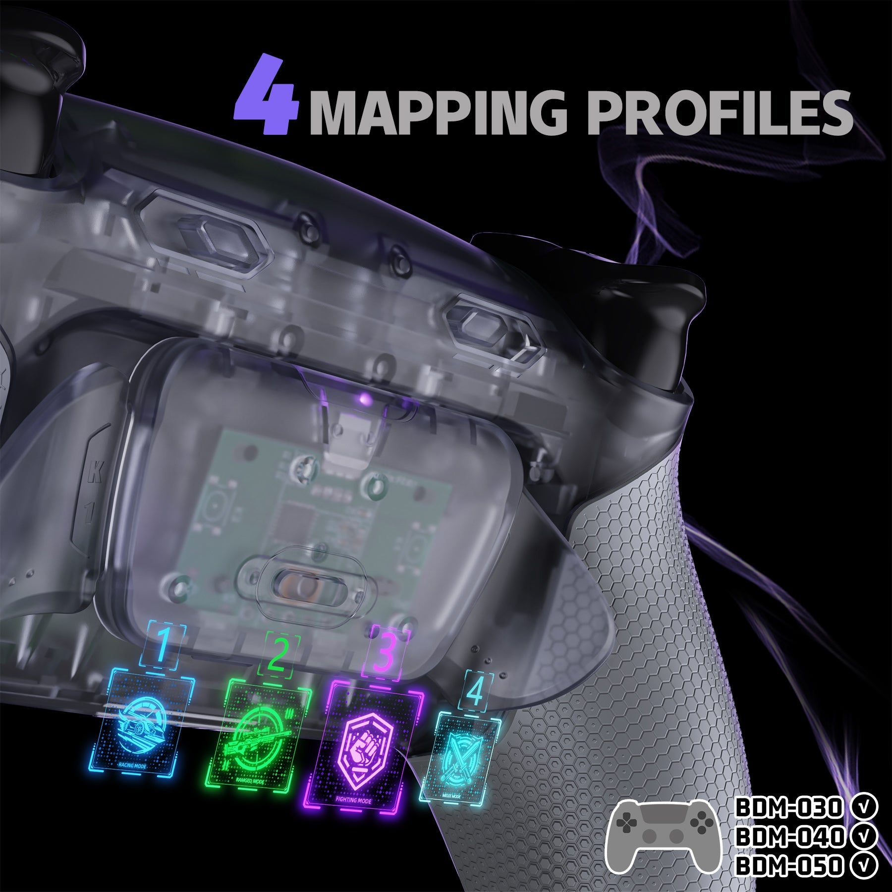 eXtremeRate RISE Plus MAX Back Paddles Kit with Clicky Trigger Stops & Rubberized Grip for PS5 Controller BDM-030/040/050 - Clear & Gray eXtremeRate