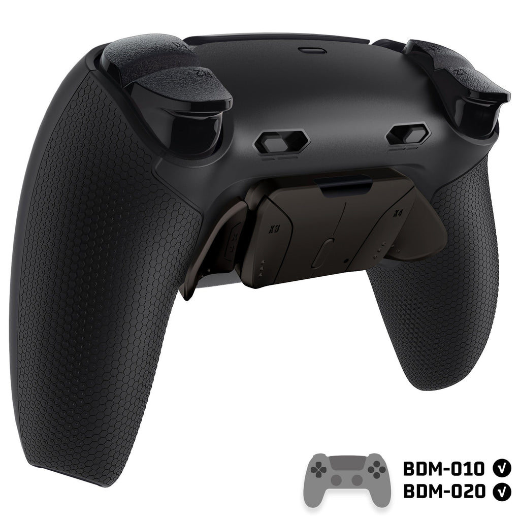 eXtremeRate Real Metal Buttons (RMB) Version RISE4 Plus MAX Back Paddles Kit with Clicky Trigger Stops & Rubberized Grip for PS5 Controller BDM-010/020 - Black eXtremeRate