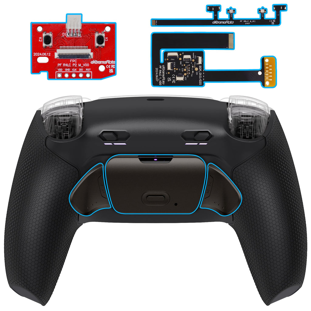 eXtremeRate Real Metal Buttons (RMB) Version RISE Plus MAX Back Paddles Kit with Clicky Trigger Stops & Rubberized Grip for PS5 Controller BDM-010/020 - Black eXtremeRate