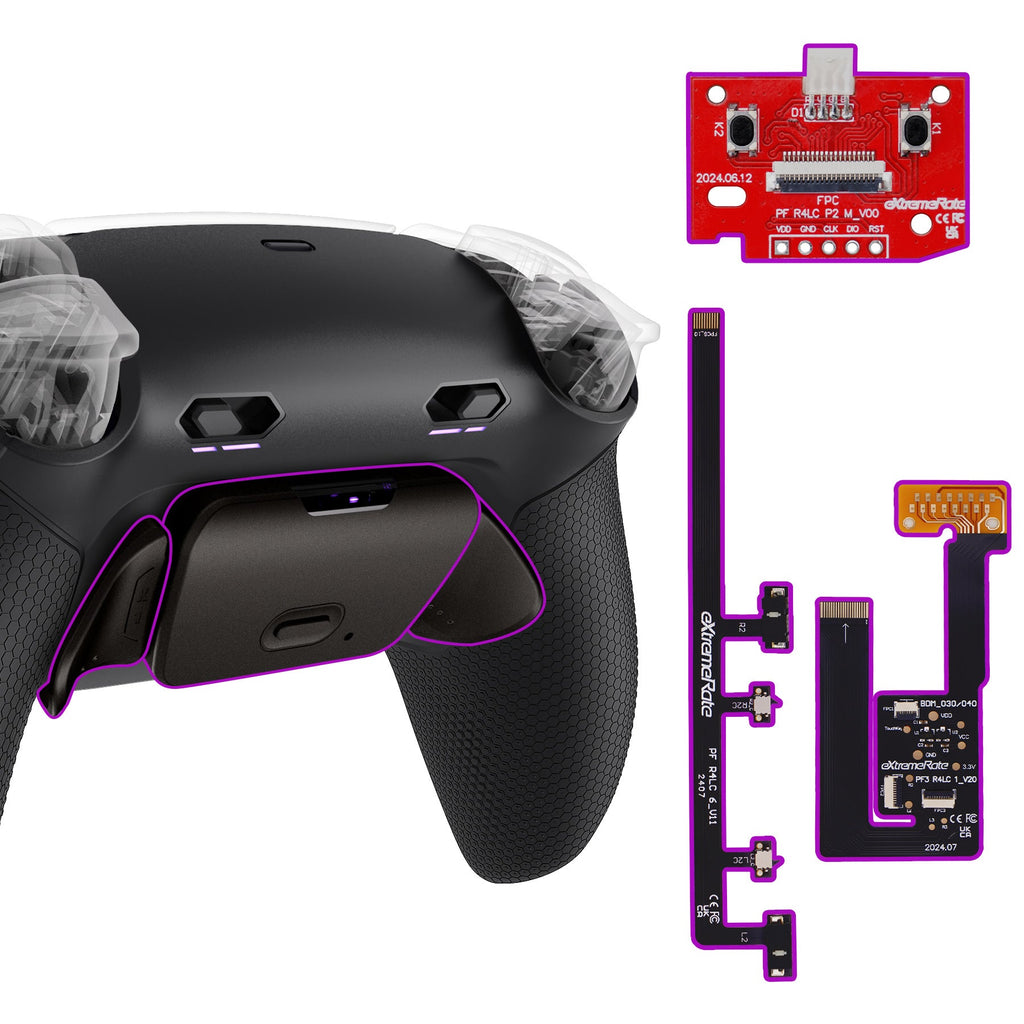 eXtremeRate Real Metal Buttons (RMB) Version RISE Plus MAX Back Paddles Kit with Clicky Trigger Stops & Rubberized Grip for PS5 Controller BDM-030/040/050 - Black eXtremeRate