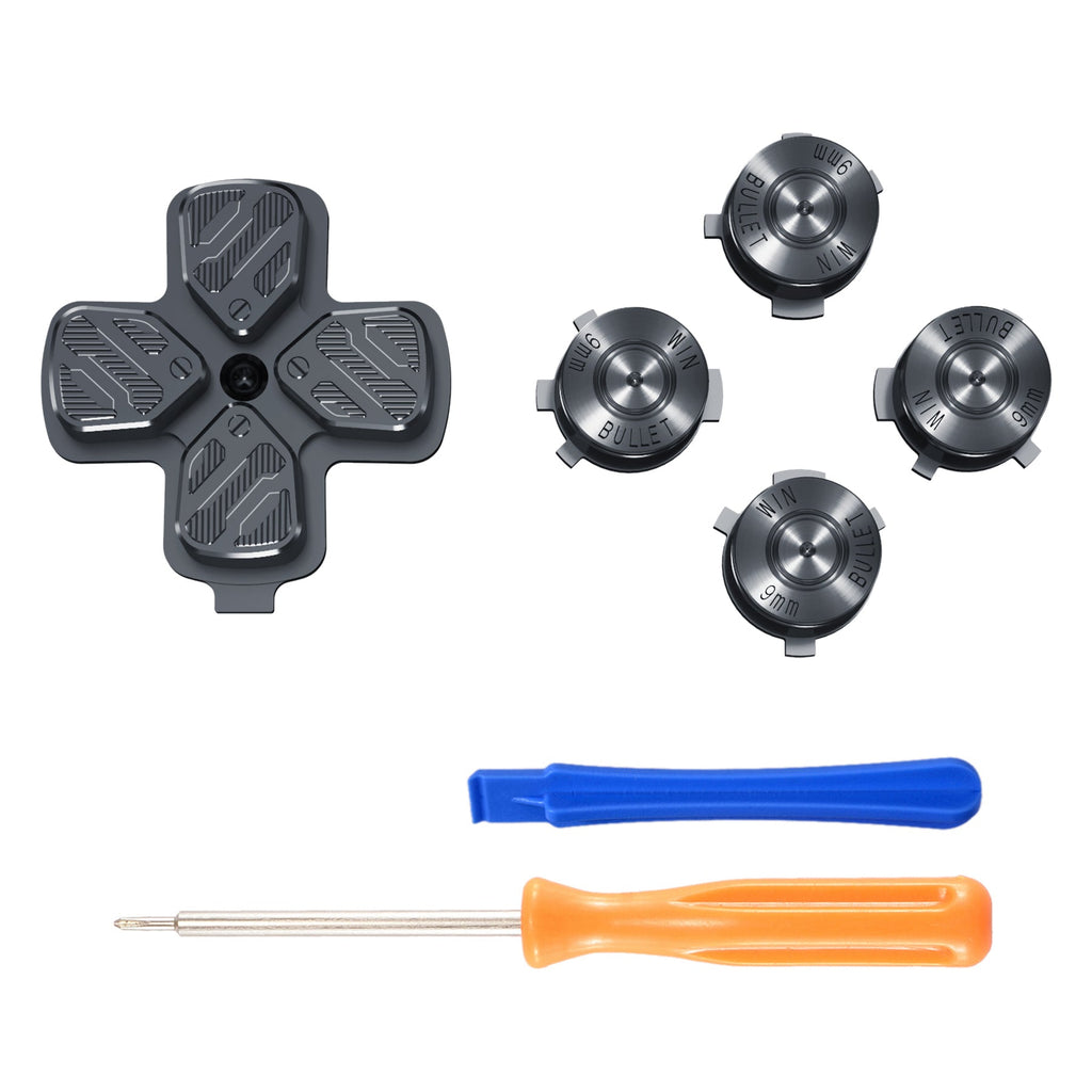 eXtremeRate Replacement Aluminum Metal Dpad ABXY Buttons for PS5 Controller - Black eXtremeRate