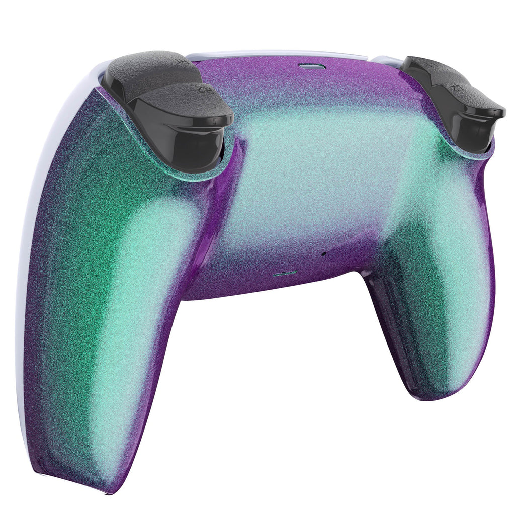 eXtremeRate Replacement Back Housing Bottom Shell Compatible with PS5 Controller BDM-010/020/030/040/050 - Chameleon Green Purple Glossy eXtremeRate