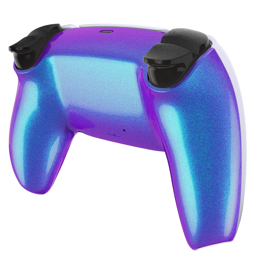 eXtremeRate Replacement Back Housing Bottom Shell Compatible with PS5 Controller BDM-010/020/030/040/050 - Chameleon Purple Blue Glossy eXtremeRate