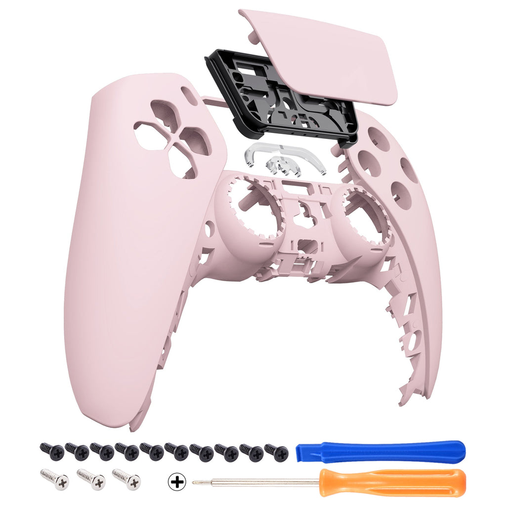 eXtremeRate Replacement Front Housing Shell with Touchpad Compatible with PS5 Controller BDM-010/020/030/040/050/060 - Cherry Blossoms Pink eXtremeRate