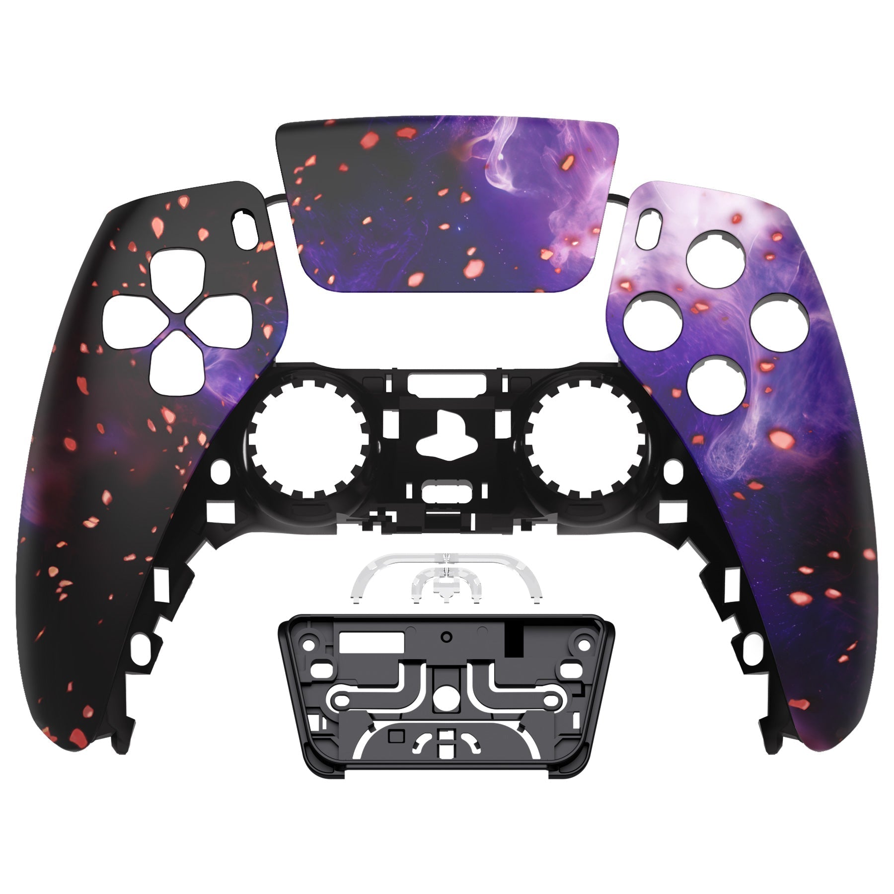 eXtremeRate Replacement Front Housing Shell with Touchpad Compatible with PS5 Controller BDM-010/020/030/040/050 - Glow in Dark - Cosmic Camo eXtremeRate