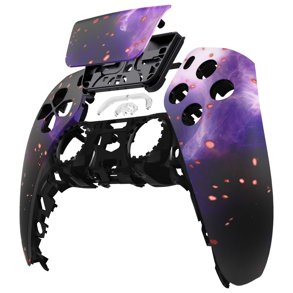 eXtremeRate Replacement Front Housing Shell with Touchpad Compatible with PS5 Controller BDM-010/020/030/040/050 - Glow in Dark - Cosmic Camo eXtremeRate