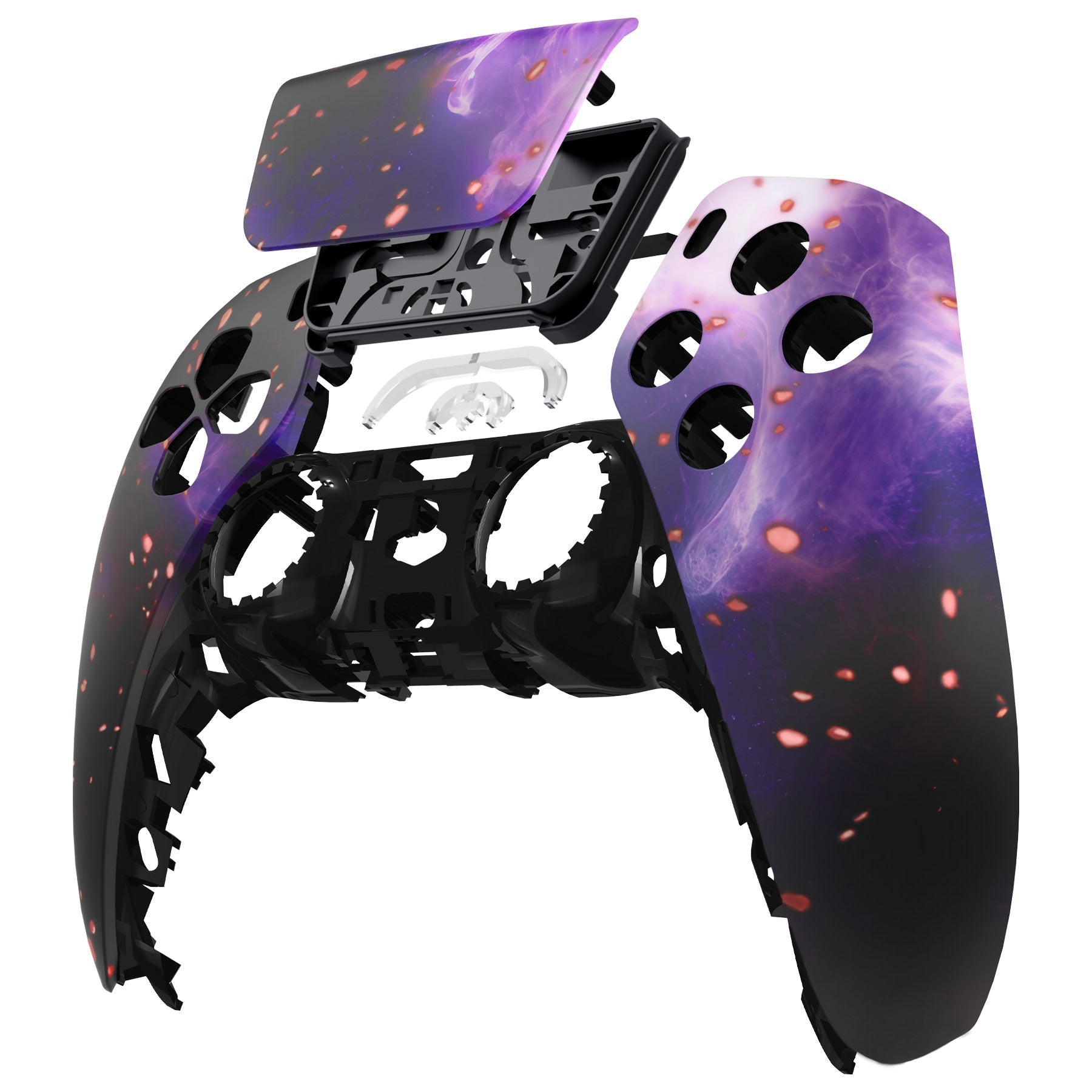eXtremeRate Replacement Front Housing Shell with Touchpad Compatible with PS5 Controller BDM-010/020/030/040/050 - Glow in Dark - Cosmic Camo eXtremeRate