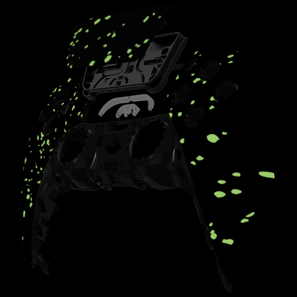 eXtremeRate Replacement Front Housing Shell with Touchpad Compatible with PS5 Controller BDM-010/020/030/040/050 - Glow in Dark - Cosmic Camo eXtremeRate
