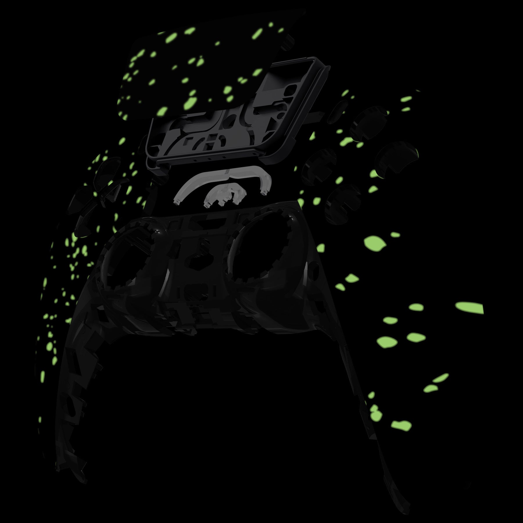 eXtremeRate Replacement Front Housing Shell with Touchpad Compatible with PS5 Controller BDM-010/020/030/040/050 - Glow in Dark - Cosmic Camo eXtremeRate