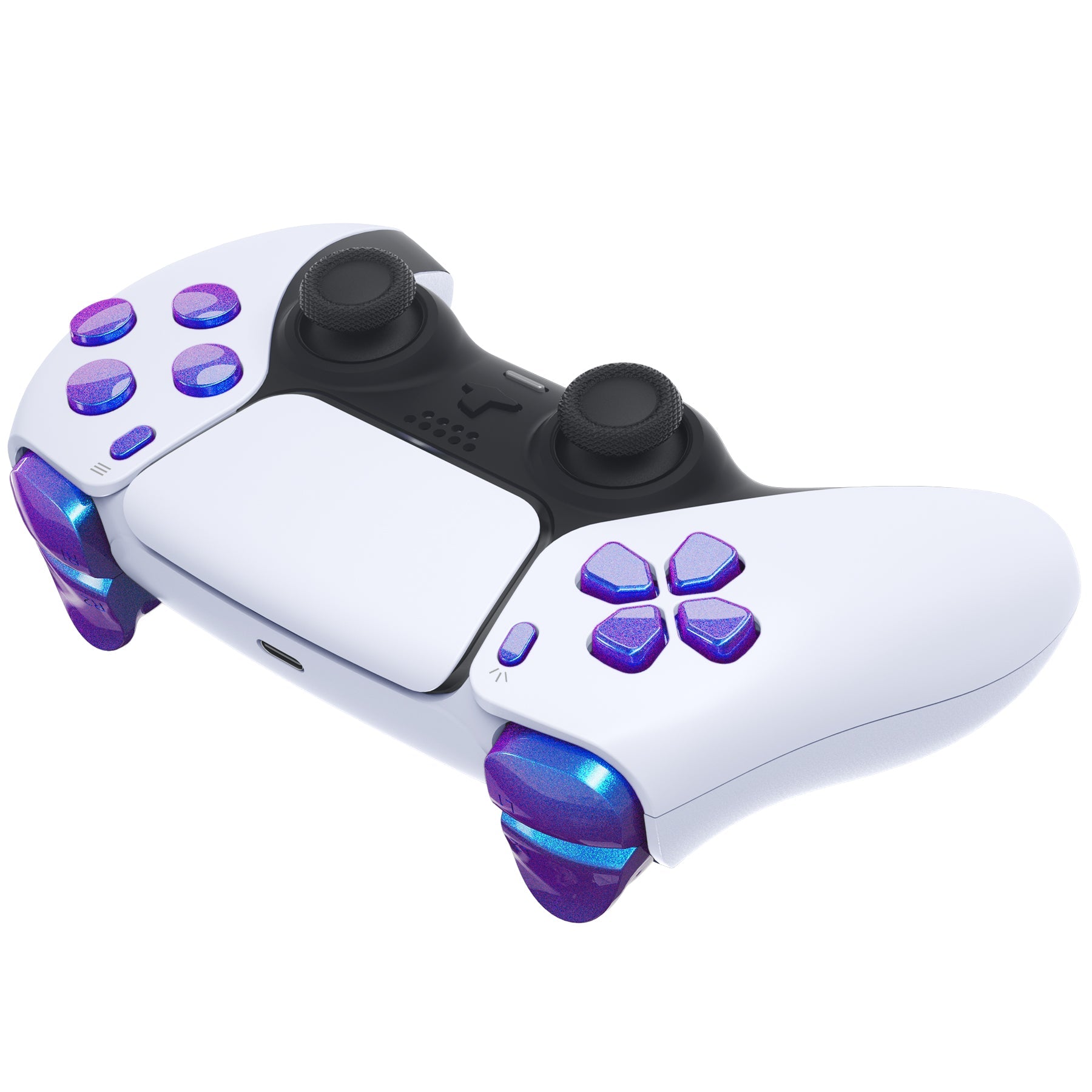 eXtremeRate Replacement Full Set Buttons Compatible with PS5 Controller BDM-010/020 - Chameleon Purple Blue eXtremeRate