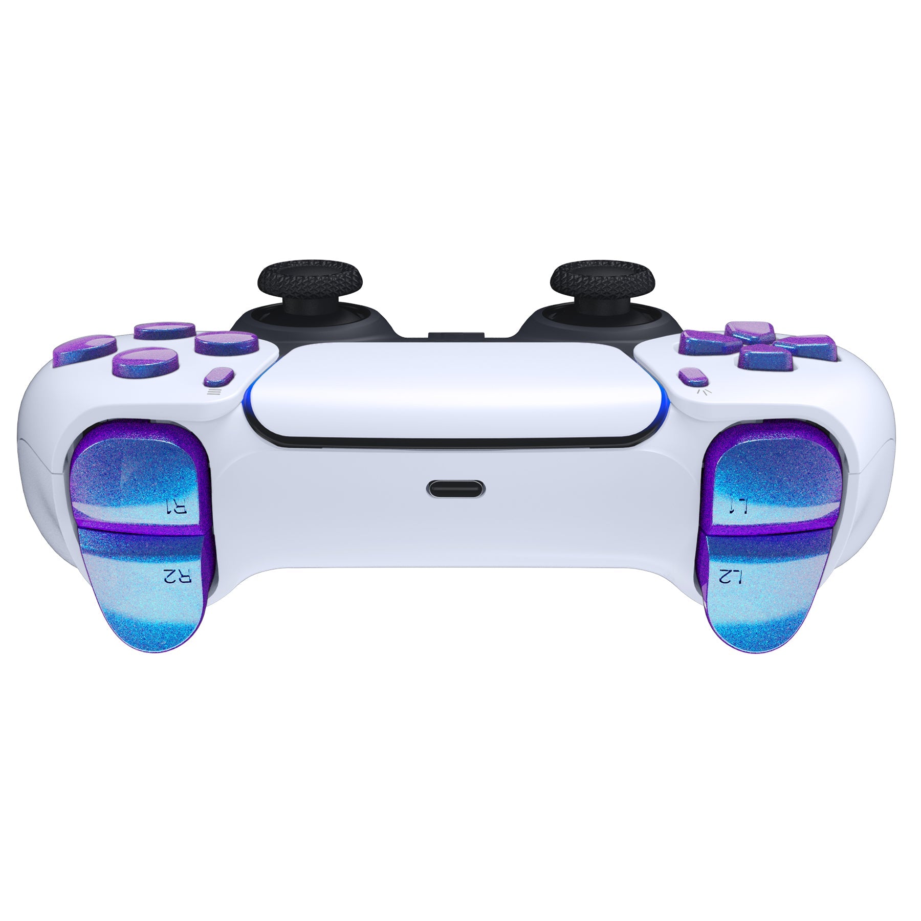 eXtremeRate Replacement Full Set Buttons Compatible with PS5 Controller BDM-010/020 - Chameleon Purple Blue eXtremeRate