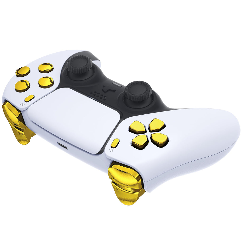 eXtremeRate Replacement Full Set Buttons Compatible with PS5 Controller BDM-010/020 - Chrome Gold eXtremeRate