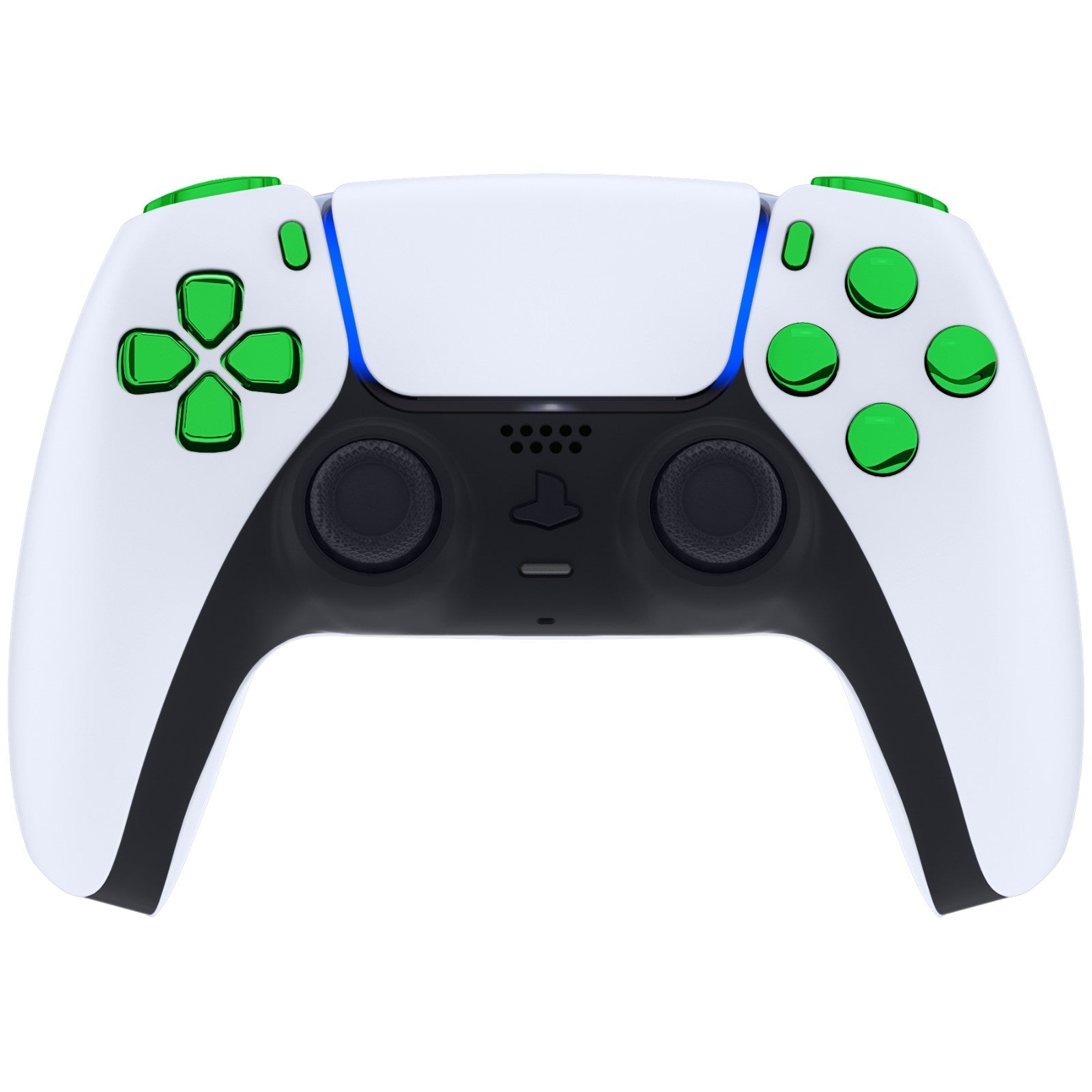 eXtremeRate Replacement Full Set Buttons Compatible with PS5 Controller BDM-010/020 - Chrome Green eXtremeRate