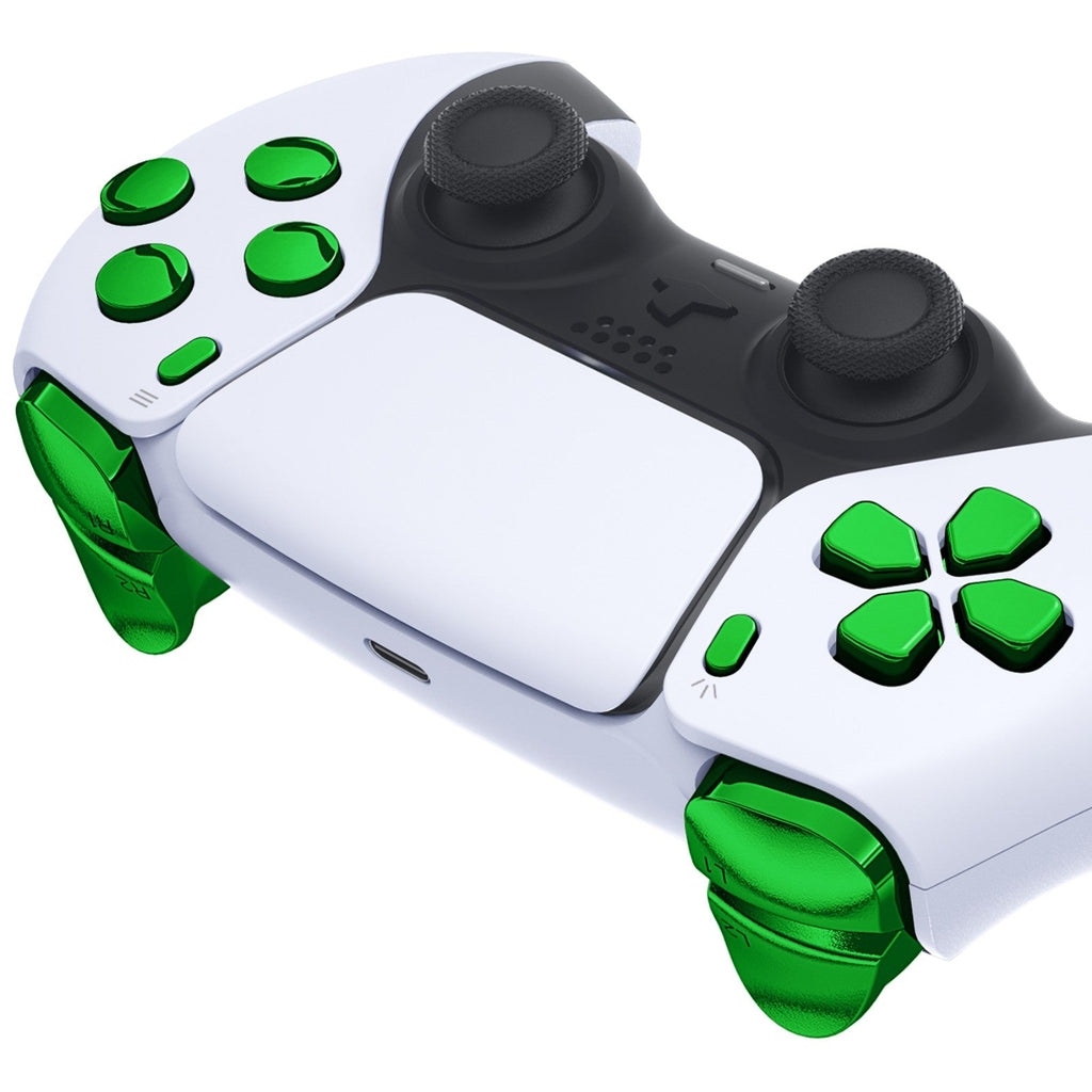 eXtremeRate Replacement Full Set Buttons Compatible with PS5 Controller BDM-010/020 - Chrome Green eXtremeRate