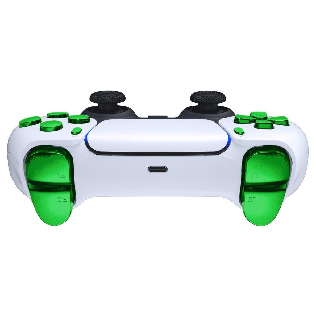 eXtremeRate Replacement Full Set Buttons Compatible with PS5 Controller BDM-010/020 - Chrome Green eXtremeRate