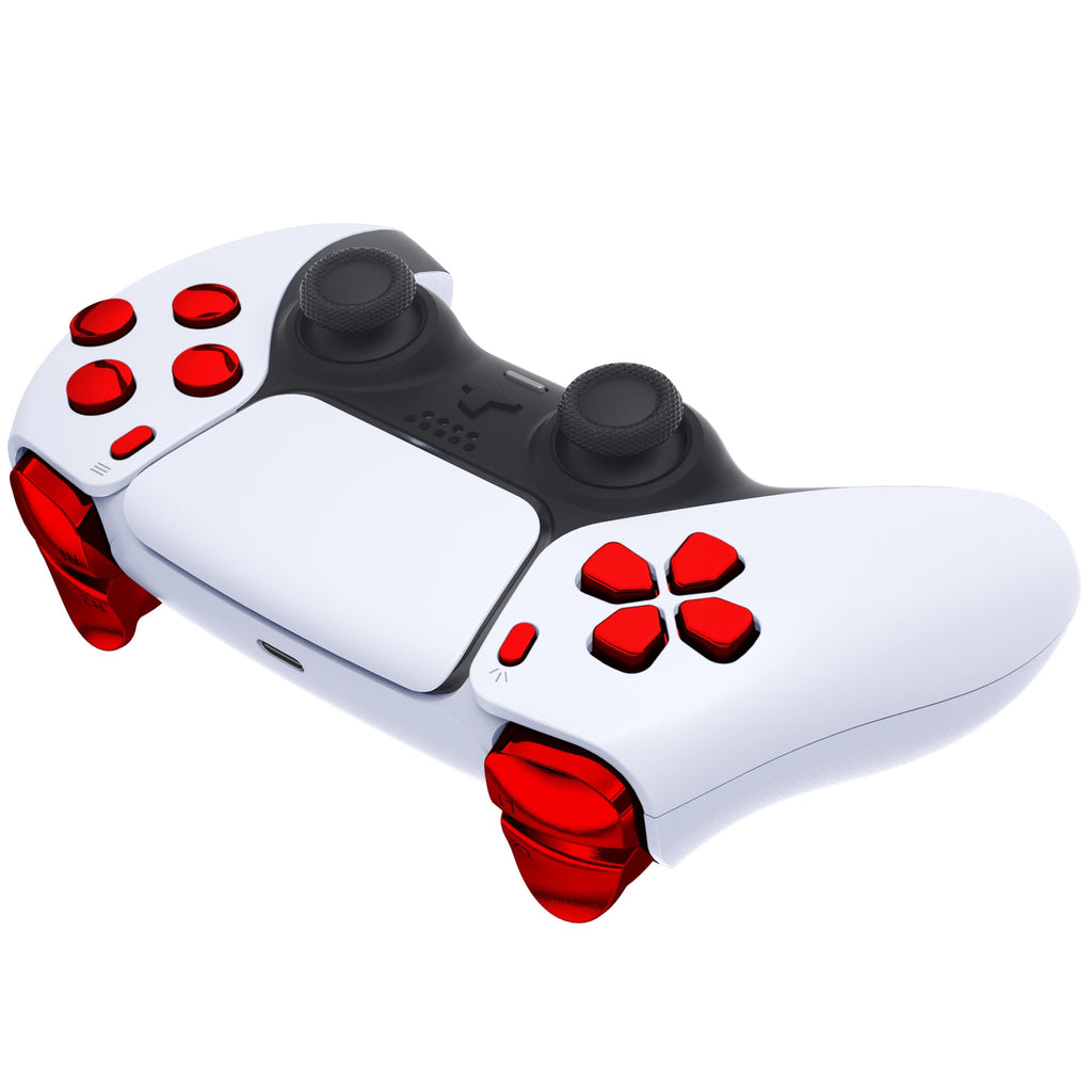 eXtremeRate Replacement Full Set Buttons Compatible with PS5 Controller BDM-010/020 - Chrome Red eXtremeRate