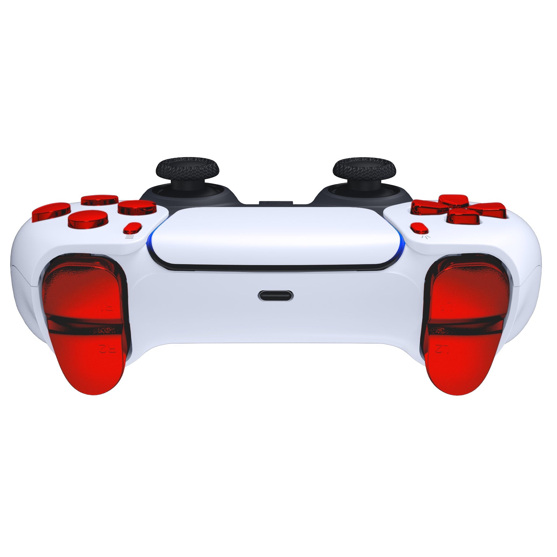 eXtremeRate Replacement Full Set Buttons Compatible with PS5 Controller BDM-010/020 - Chrome Red eXtremeRate