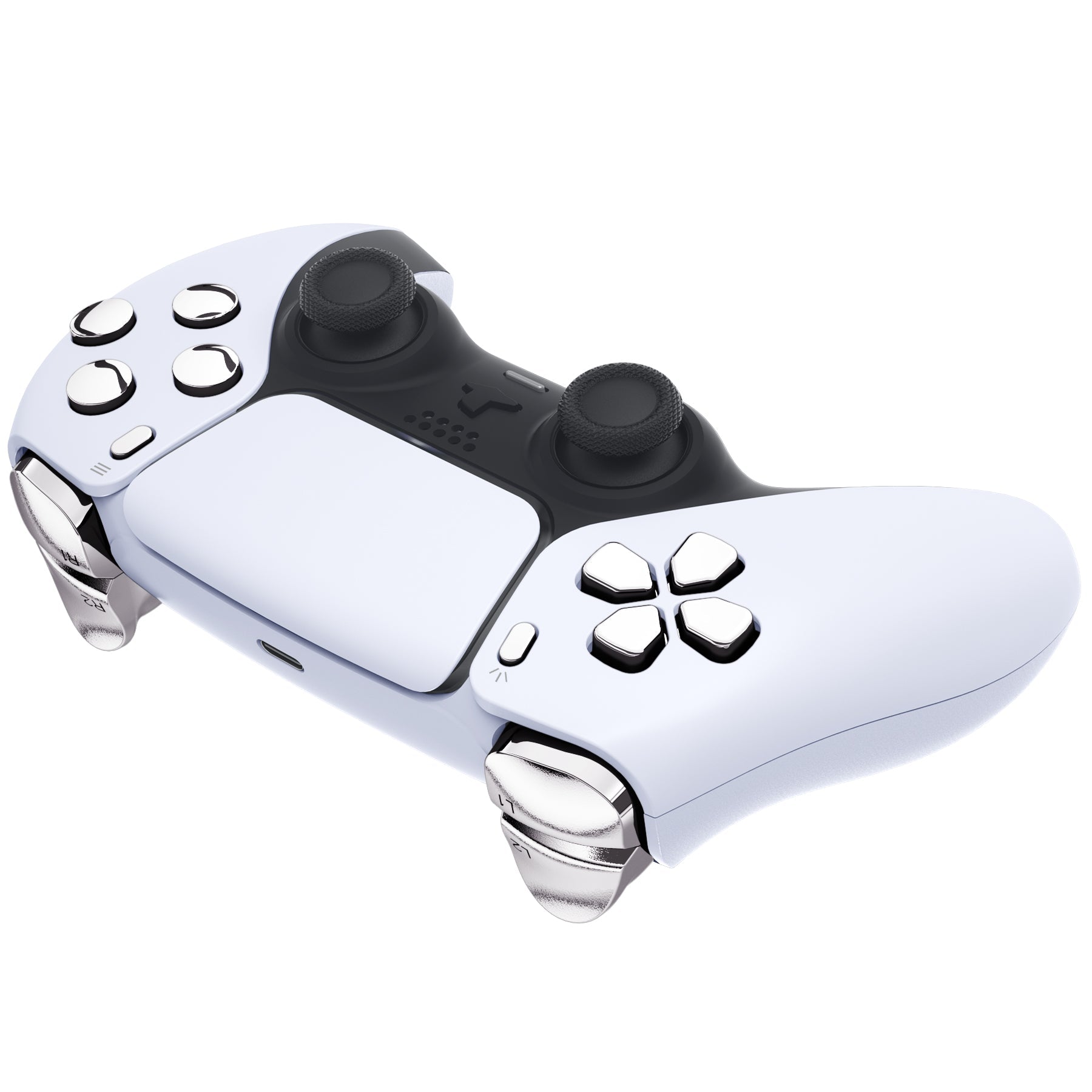 eXtremeRate Replacement Full Set Buttons Compatible with PS5 Controller BDM-010/020 - Chrome Silver eXtremeRate